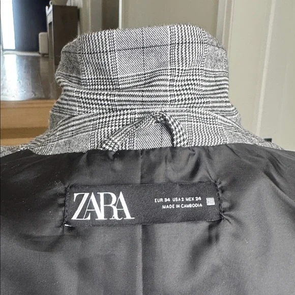 ZARA Plaid Tailored Blazer – Size EUR 34 / US 2 – NWOT - Picture 6 of 8